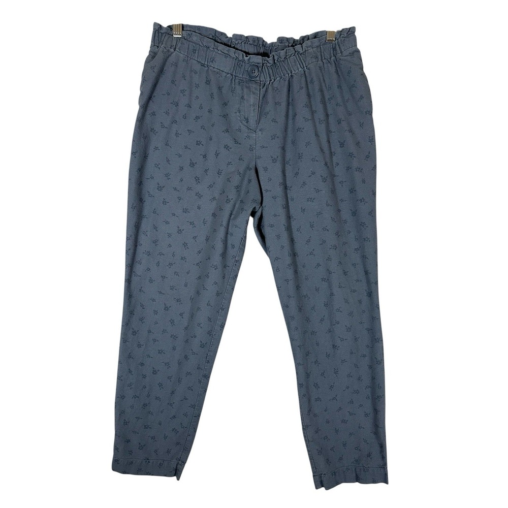 Hatch Slate Blue Printed Paperbag Waist Trousers
